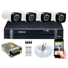 Kit 4 Cameras Segurana 720p Full Hd Dvr Intelbras 4ch S/hd