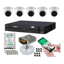 Kit 5 Câmeras Dome 1120d Dvr Intelbras 8 Canais Com Hd