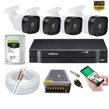 Kit 4 Câmeras Segurança Residencial Full Hd 1080p 2MP Bullet 20m  Dvr Intelbras 4 canais+hd1tb
