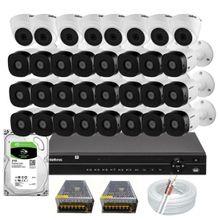 Kit 32 Câmeras Intelbras Dvr 32 Canais MHDX 1232 Com Hd 3tb