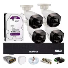 Kit 4 Cameras Segurança Intelbras Full Color vhd 1120b Dvr 4ch Full C/ Purple 1t