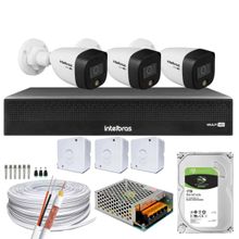 Kit 3 Cameras Segurança Intelbras Full Color vhd 1120b Dvr 4ch Full C/ hd 1TB