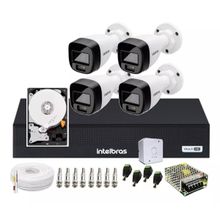 Kit 4 Cameras Intelbras 1120 Full Color, Dvr 4 Canais C/ Hd 500 GB