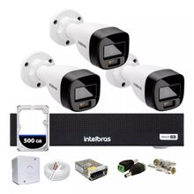 Kit Intelbras 3 cameras Vhd 1120b Full Color, Dvr Mhdx 1004,c/ HD 500gb