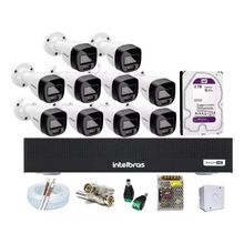 Kit 10 Cameras  Intelbras 1120b Full Color, Dvr 16 Canais Hd 2tb