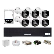 Kit Intelbras 6 Cameras 1120b Full Color Vhd ,Dvr 8 Mhdx 1008 C/HD 500gb