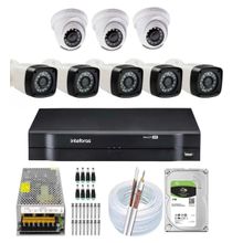 Kit DVR Intelbras 8 canais H.265 1TB 8 câmeras Full HD 1080p Infra 20m