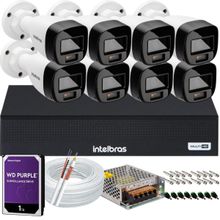 Kit Intelbras 8 Cameras Segurança  VHD 3220b+ Microfone Audio Full Color 1080p Dvr 3008c 1TB Purple