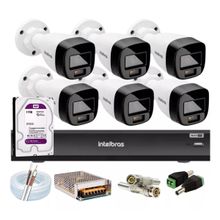 Kit Intelbras 6 Cameras Segurança VHD 3220b+ Microfone Audio Full Color Dvr iMhdx 3008 1TB Purple