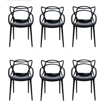 Kit c/6 Cadeira Allegra Masters Polipropileno Sala,Cozinha, Jantar, Empilhavel Preta