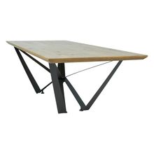 Mesa de Jantar Base de Ferro Shaman 238cm Castanho Oregon - Gran Belo
