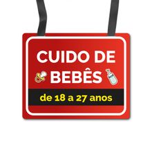 Placa Fantasia Carnaval -  Cuido de Bebês - Vermelho