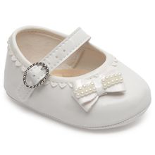 Sapatilha Menina Recém-Nascido Pimpolho Laço Branco 110011C