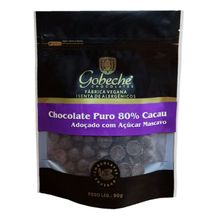 Gotas Chocolate 80% Cacau Gobeche - Adoçado com Açúcar Mascavo - 90g