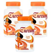 Curcumina em cápsulas - 100 cápsulas - Chamel - 3 Potes