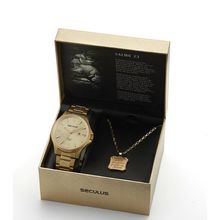 Relógio Seculus Masculino Ref:20982gpskda1 Dourado Salmo 23