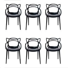 Conjunto com 6 Cadeiras Allegra Preta Polipropileno Monobloco