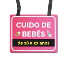 Placa Fantasia Carnaval -  Cuido de Bebês - Rosa