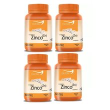 Kit com 4 Zinco Quelato Puro Alto Teor de Zinco Zn Duom 60 Cápsulas