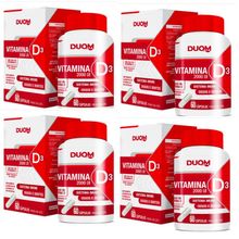 Kit com 4 Vitamina D3 2000UI Alto Teor de Vitamina D 1 Cápsula ao Dia Duom 60 Cápsulas