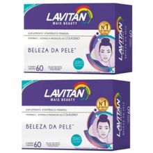 Kit 2 Lavitan MAIS BEAUTY Beleza da Pele e Unhas Com Colágeno para firmeza da Pele Rosto Barriga e Bumbum Cimed 60 CÁPSU