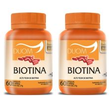 Kit com 2 Biotina Vitamina B7 1 Cápsula Ao Dia - Saúde do Cabelo, Pele e Unhas Duom 60 Capsulas