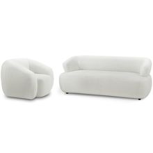 Kit Sofá 3 Lugares Para Sala 198cm Com 01 Poltrona Orgânica Florea M05 Bouclê Creme - Lyam Decor