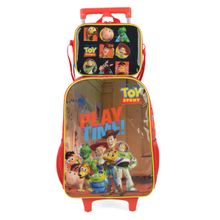 Mochila De Rodinhas Escolar Toy Story + Lancheira Vermelha Luxcel