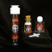 Kit Exorcismo São Bento Água Sal e Vela