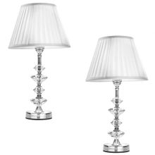 Kit Abajur Cristal Vidro Toque 2 Peças Mesa Decoração Sala Quarto com Cúpula Drapeada 50cm Ref. 851
