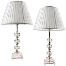 Dupla de Abajur Cristal Mesa Decorativo Sala Quarto Escritório Hall Cúpula Branca Lâmpada Led 60cm
