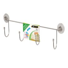 Porta Toalha 4 Ganchos Toalheiro Cromado Suporte com Ventosa Box Sem Furo