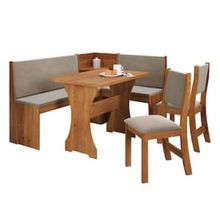 Conjunto de Sala de Jantar de Canto Bernardo Viero com 2 Cadeiras – Mel/Pérola