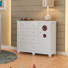 Cômoda Infantil Peroba Duda Plus com 1 Porta, 4 Gavetas, 1 Prateleira e 95,3 cm de Largura