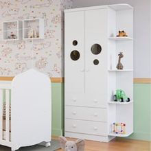 Guarda-Roupa Infantil Peroba Duda Plus com 2 Portas, 3 Gavetas, 5 Prateleiras e 86 cm de Largura