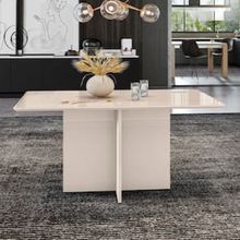 Mesa de Jantar Retangular Casa D Lisboa com Tampo em MDF e Vidro 160x90 cm - Off White