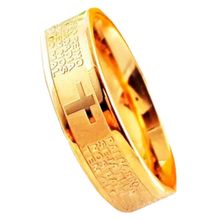 Anel Pai Nosso Dourado Aço Inox