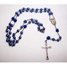 Terço de Nossa Senhora Aparecida Pérola Azul 4mm