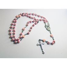 Terço de Nossa Senhora Aparecida Pérola Rosa 4mm