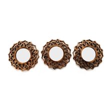 Kit 03 Espelhos Decorativo Moldura Redonda Bronze - D&#039Rossi
