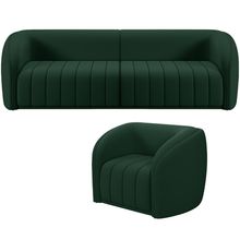 Kit Sofá 5 Lugares Para Sala de Estar 332 cm Com 01 Poltrona Lazio M03 Veludo Verde - Lyam Decor