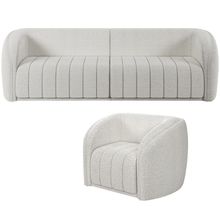 Kit Sofá 5 Lugares Para Sala de Estar 332 cm Com 01 Poltrona Lazio M03 Bouclê Branco - Lyam Decor