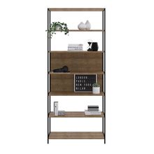 Estante Multiuso Steel Quadra com 07 Prateleiras Estilo Industrial Vermont e Preto 90 cm - D'Rossi