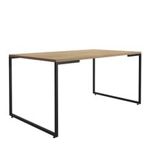 Mesa de Jantar 06 Lugares Porto 160 cm Natural Base Metálica Industrial Preto - D'Rossi