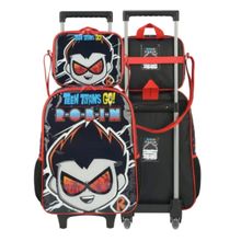 Mochila De Rodinha + Lancheira Escolar Jovens Titãs Luxcel