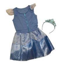 Fantasia Vestido Princesa azul Cinderela Com Tiara