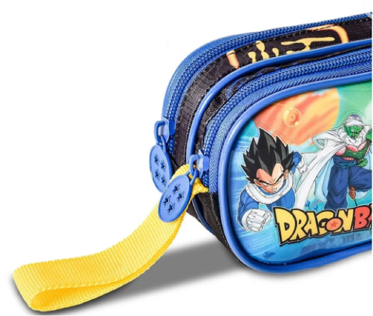 Estojo Duplo Dragon Ball Z Azul Personagens Escolar - Clio - Shop Macrozao
