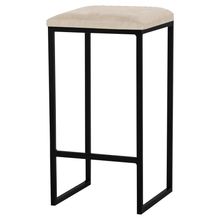 Banqueta Decorativa Billie Base Preta Veludo Bege - Gran Belo