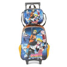 Mochila De Rodinhas Escolar Boruto + Lancheira Laranja Luxcel