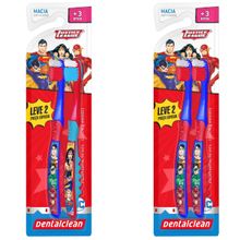 KIT 2 ESCOVAS DE DENTES LIGA DA JUSTIÇA -3 ANOS -DENTALCLEAN